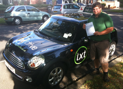 Charlie passes driving test in Bedford